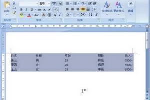 怎样在Word2007中将制表位转换成表格.