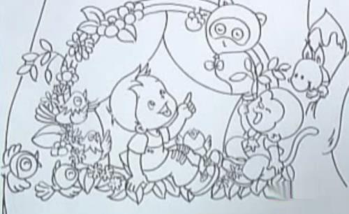 怎样画花丛中的小男孩