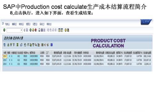SAP中Production cost clcalculate生产成本结算