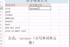 在Excel中如何将首字母变大写？.