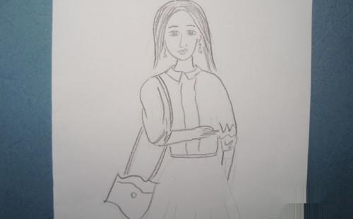 怎么画藏蓝色百褶短裙