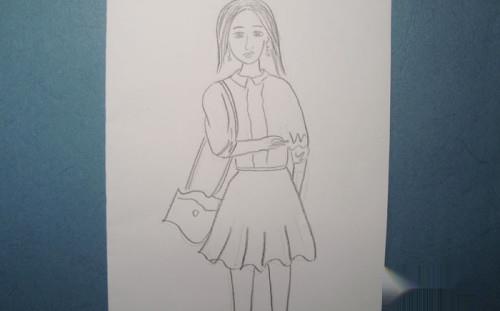 怎么画藏蓝色百褶短裙