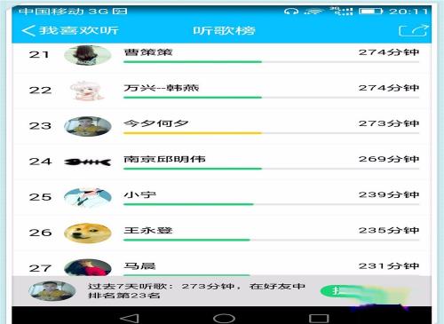 怎么查看自己的qq音乐一周播放时间与好友排名
