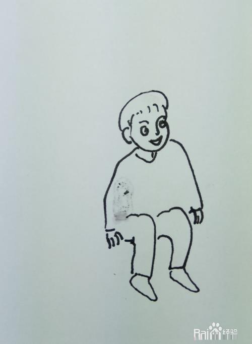 怎样画简笔画“坐在单杠上的小男孩”?