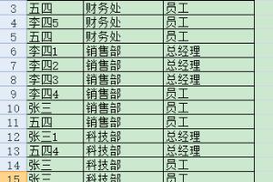 如何突出显示部门经理名称.