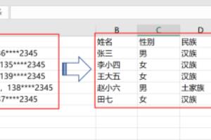 运用公式拆分单列文本为多列文本.