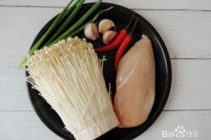 蒜蓉金针菇蒸鸡胸肉的制作方法.