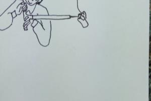 怎样画儿童简笔画小孩玩打气筒？.