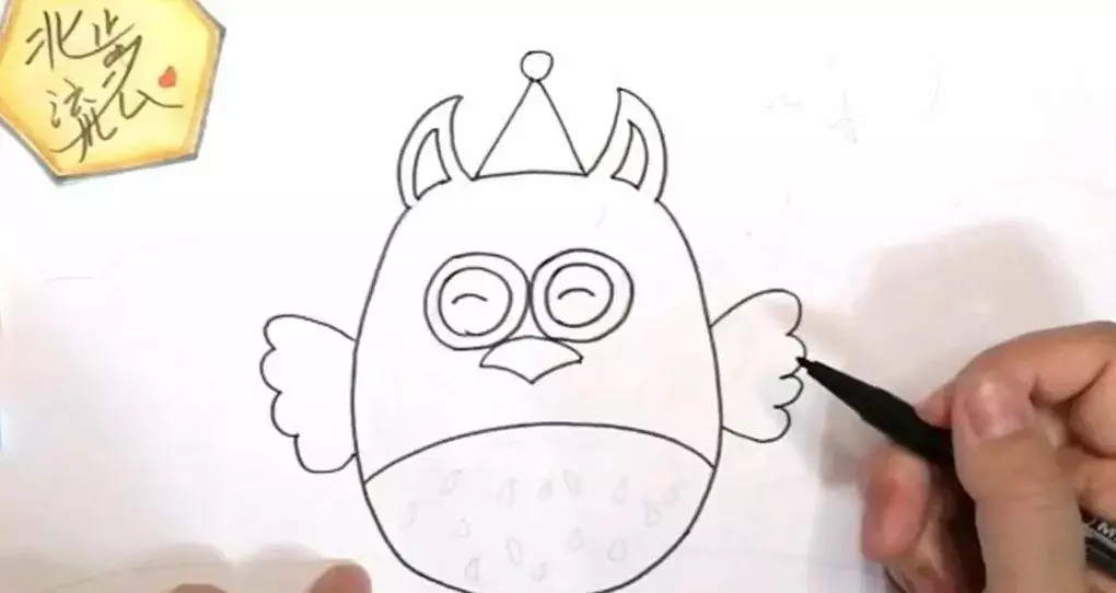 猫头鹰简笔画画法(4)