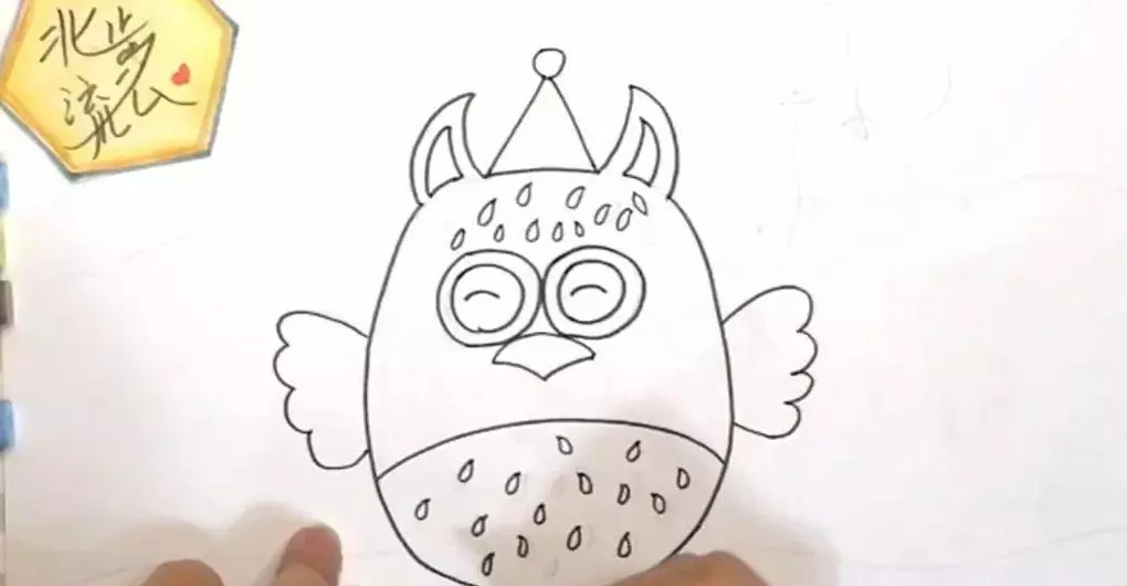 猫头鹰简笔画画法(5)