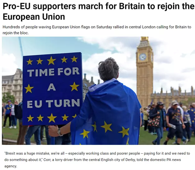 英国部分民众呼吁重新加入欧盟(2)