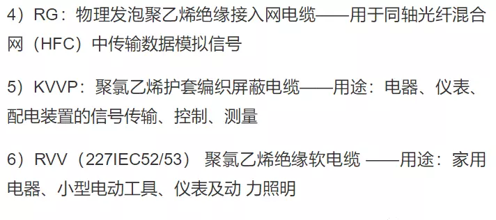 电缆规格型号一览表大全(12)