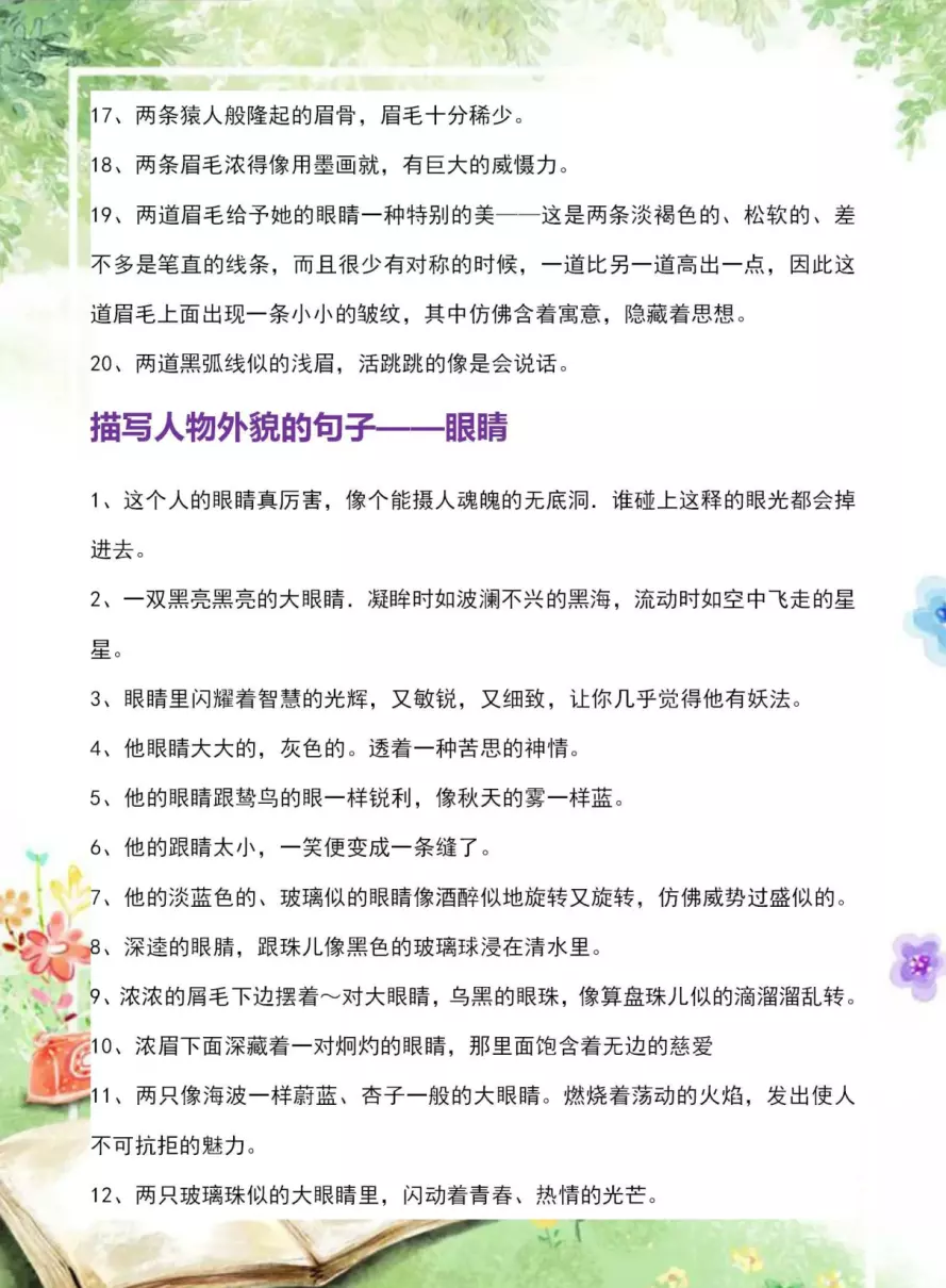 人物外貌描写摘抄大全(4)