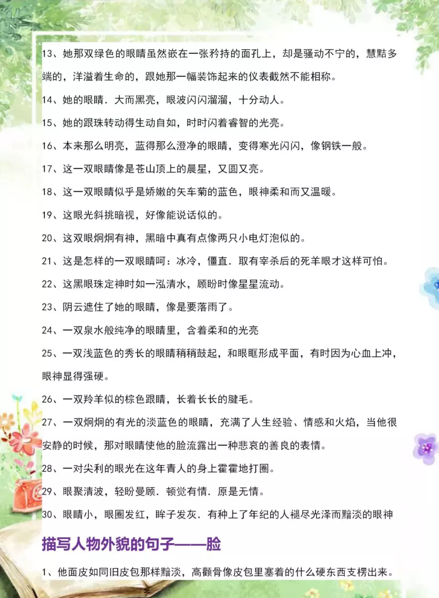 人物外貌描写摘抄大全(5)