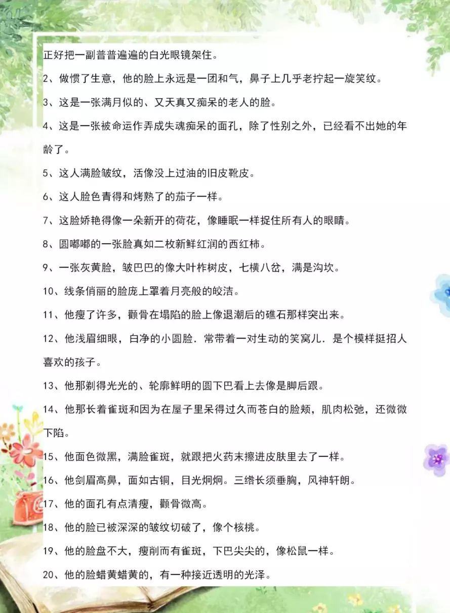 人物外貌描写摘抄大全(6)